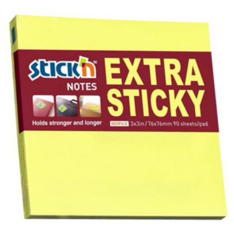 Karteczki samoprzylepne Stick'n Extra Sticky 76x76mm żółte, 100szt